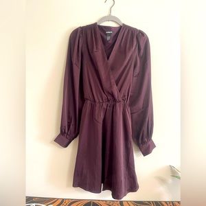 Express satin long sleeve tie waist mini dress. Worn once, like new condition.
